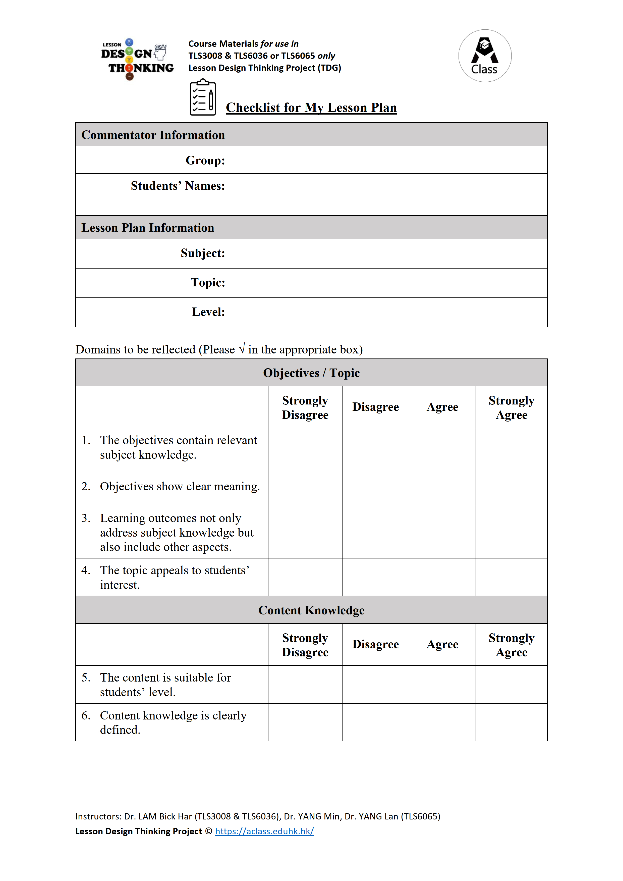 TLS3008_Lesson Review Form II