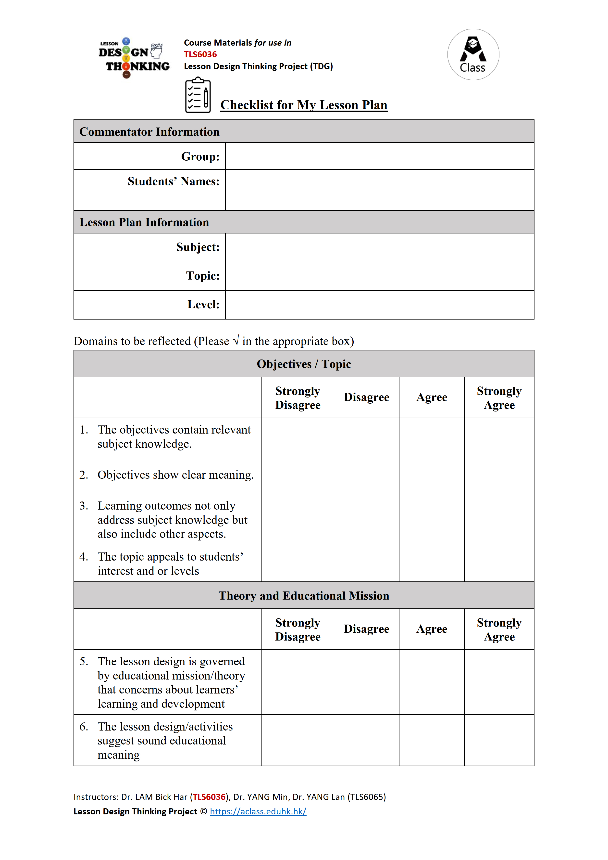 TLS6036_Lesson Review Form II